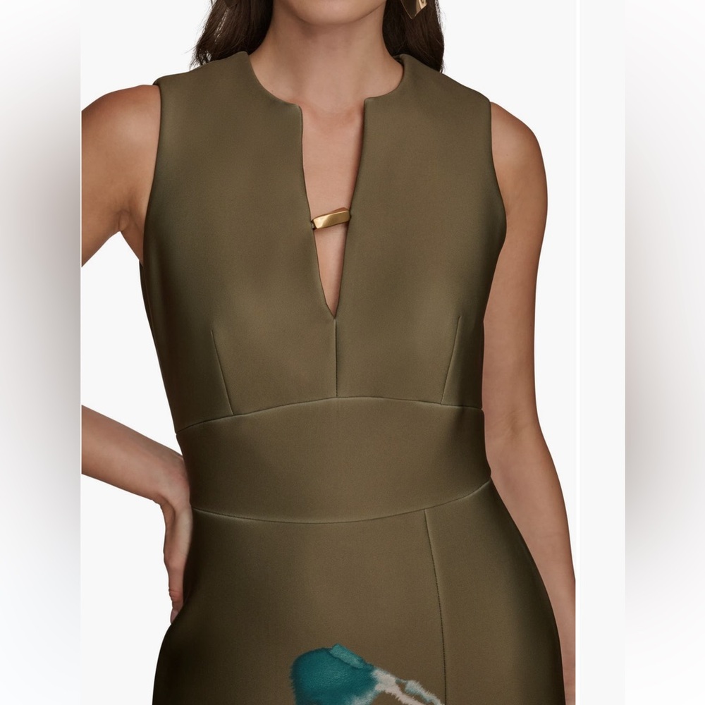 Donna Karan New York
Floral Print Sleeveless Sheath Dress
Color: Antique Green - Picture 3 of 8
